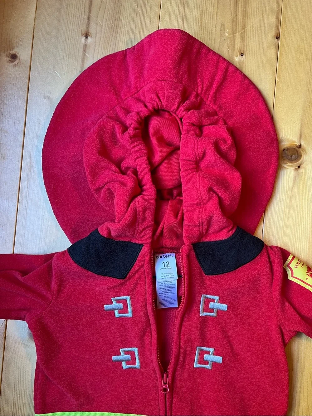 Baby Fleece Red Firefighter Costume Set with Reflective Stripes - Picture 3 of 6